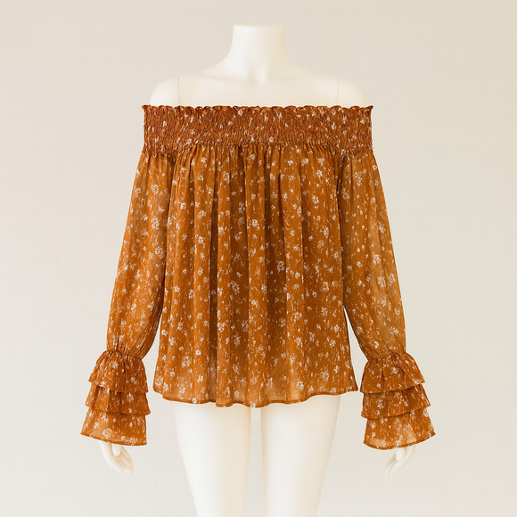 CeCe Tops - CeCe S Off Shoulder Floral Blouse Ruffle Sleeve Boho Cottagecore Garden Romantic